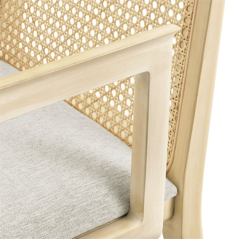 Monarch Dining Armchair in Antique White Natural Heathered Weave Ivory