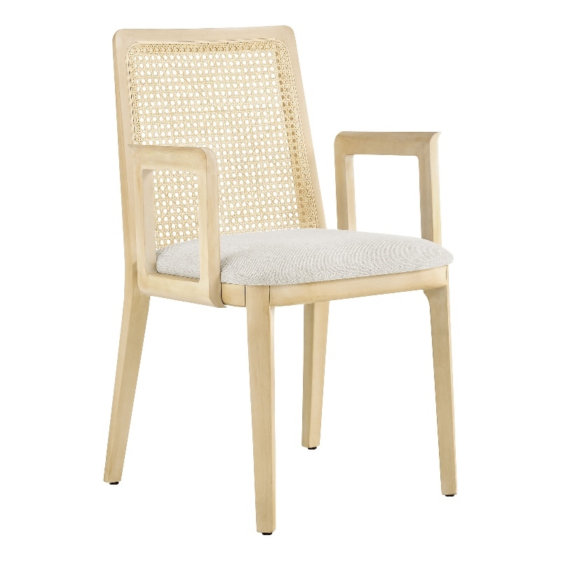 Monarch Dining Armchair in Antique White Natural Heathered Weave Ivory