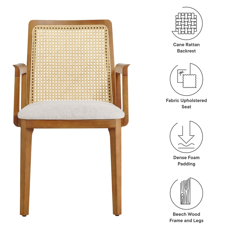 Monarch Dining Armchair in Honey Natural Heathered Weave Ivory