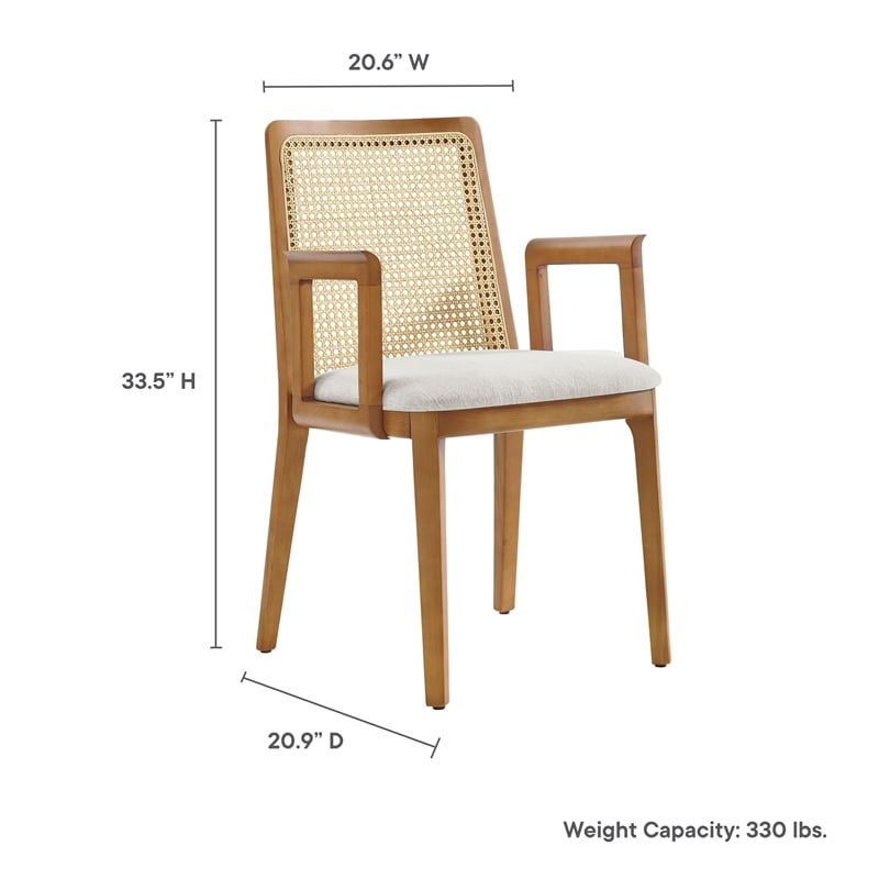 Monarch Dining Armchair in Honey Natural Heathered Weave Ivory