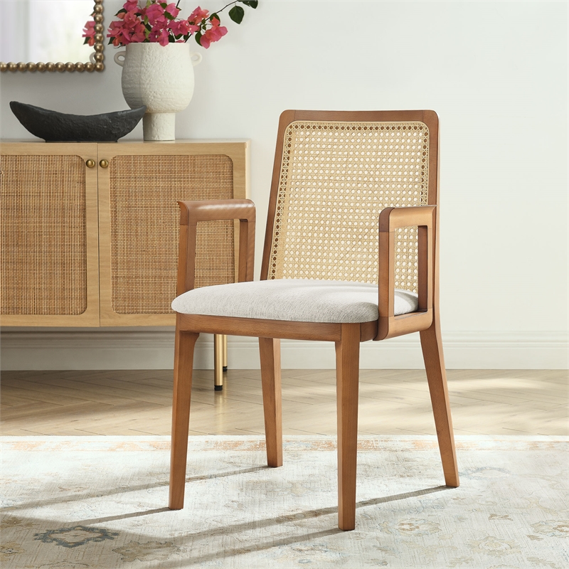 Monarch Dining Armchair in Honey Natural Heathered Weave Ivory