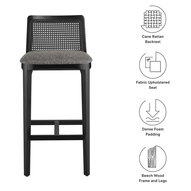 Monarch Bar Stool in Black Black Gray