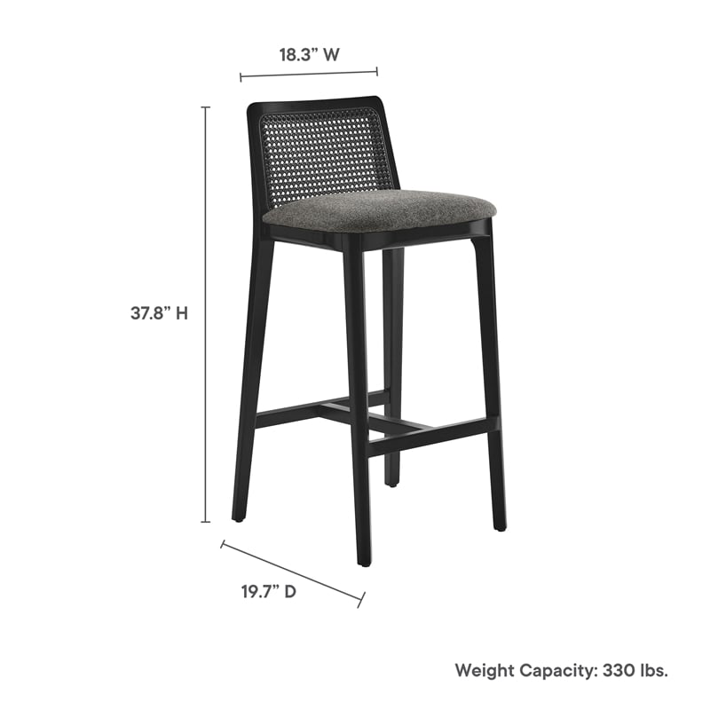 Monarch Bar Stool in Black Black Gray