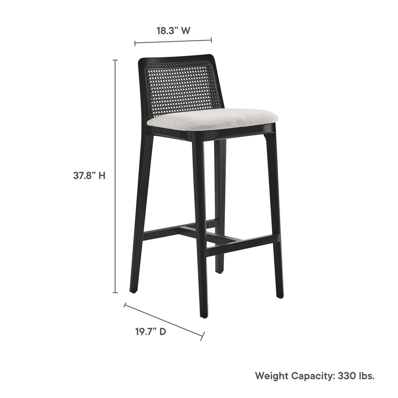 Monarch Bar Stool in Black Black Heathered Weave Ivory