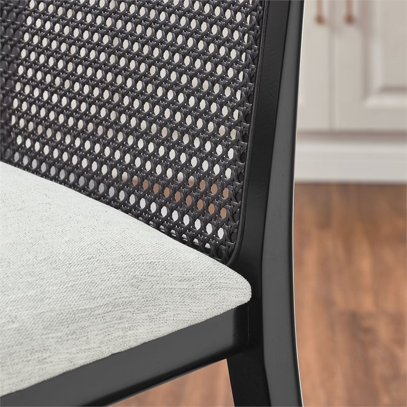 Monarch Bar Stool in Black Black Heathered Weave Ivory