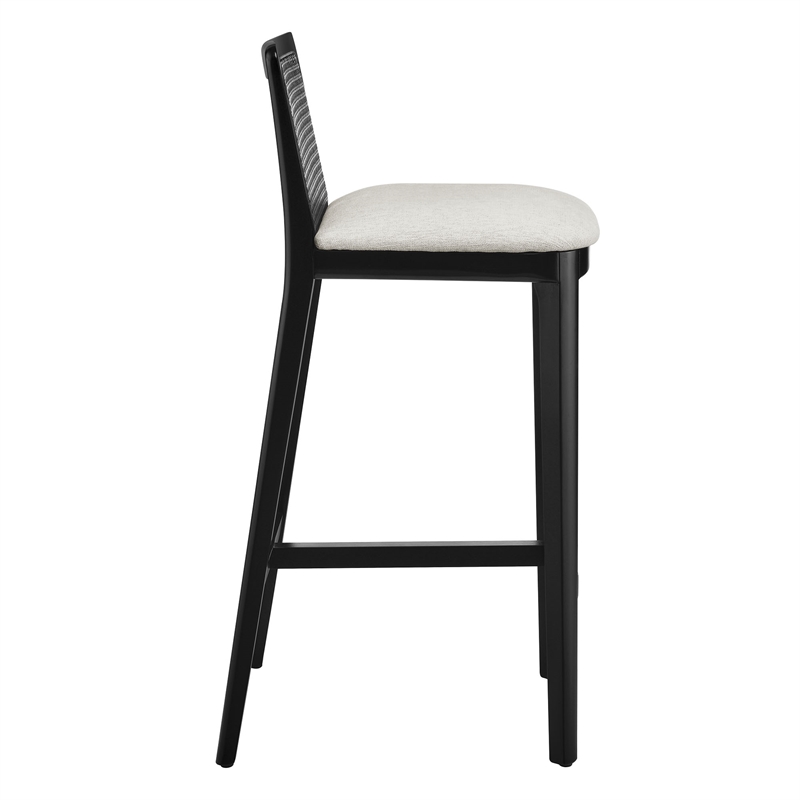 Monarch Bar Stool in Black Black Heathered Weave Ivory