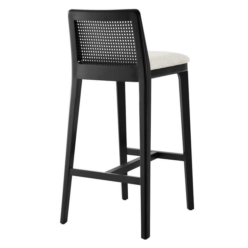 Monarch Bar Stool in Black Black Heathered Weave Ivory