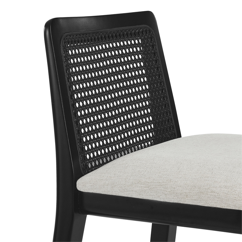 Monarch Bar Stool in Black Black Heathered Weave Ivory