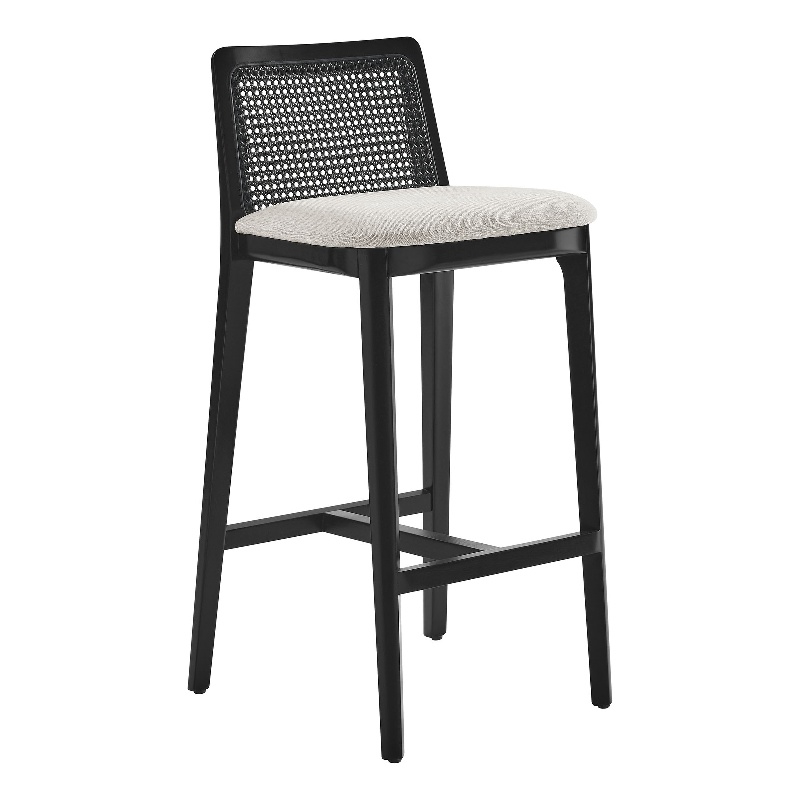 Monarch Bar Stool in Black Black Heathered Weave Ivory