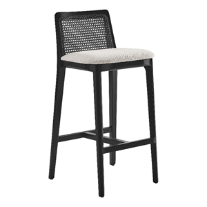 Monarch Bar Stool in Black Black Heathered Weave Ivory