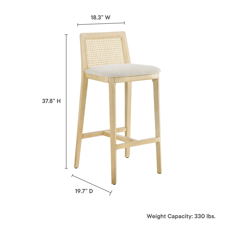 Monarch Bar Stool in Antique White Natural Heathered Weave Ivory