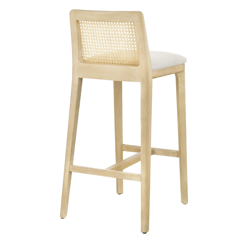 Monarch Bar Stool in Antique White Natural Heathered Weave Ivory