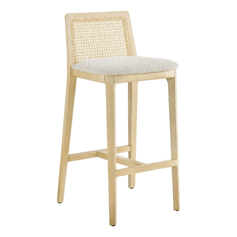 Monarch Bar Stool in Antique White Natural Heathered Weave Ivory