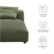 Modway Solace Modular Corduroy Upholstered Armless Chaise Lounge in Fern