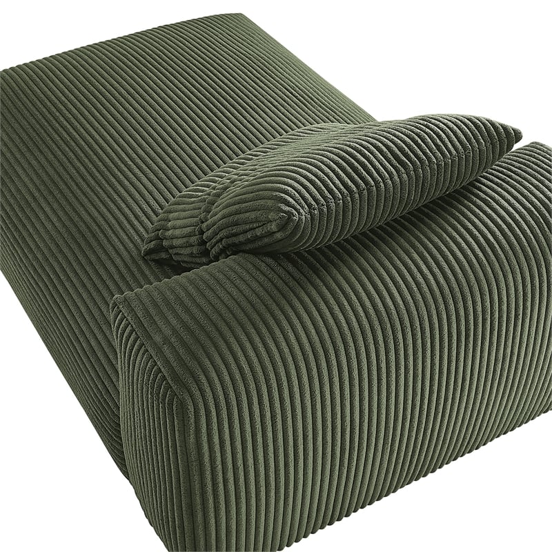 Modway Solace Modular Corduroy Upholstered Armless Chaise Lounge in Fern