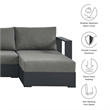 Tahoe 4-Piece Sectional Sofa Set in Gray Charcoal