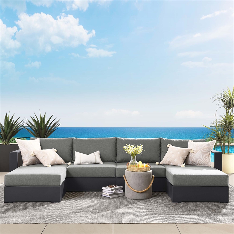 Tahoe 4-Piece Sectional Sofa Set in Gray Charcoal