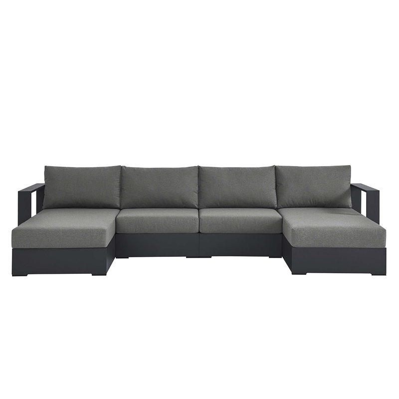 Tahoe 4-Piece Sectional Sofa Set in Gray Charcoal