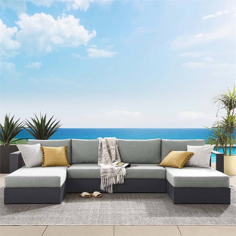 Tahoe 4-Piece Sectional Sofa Set in Gray Gray