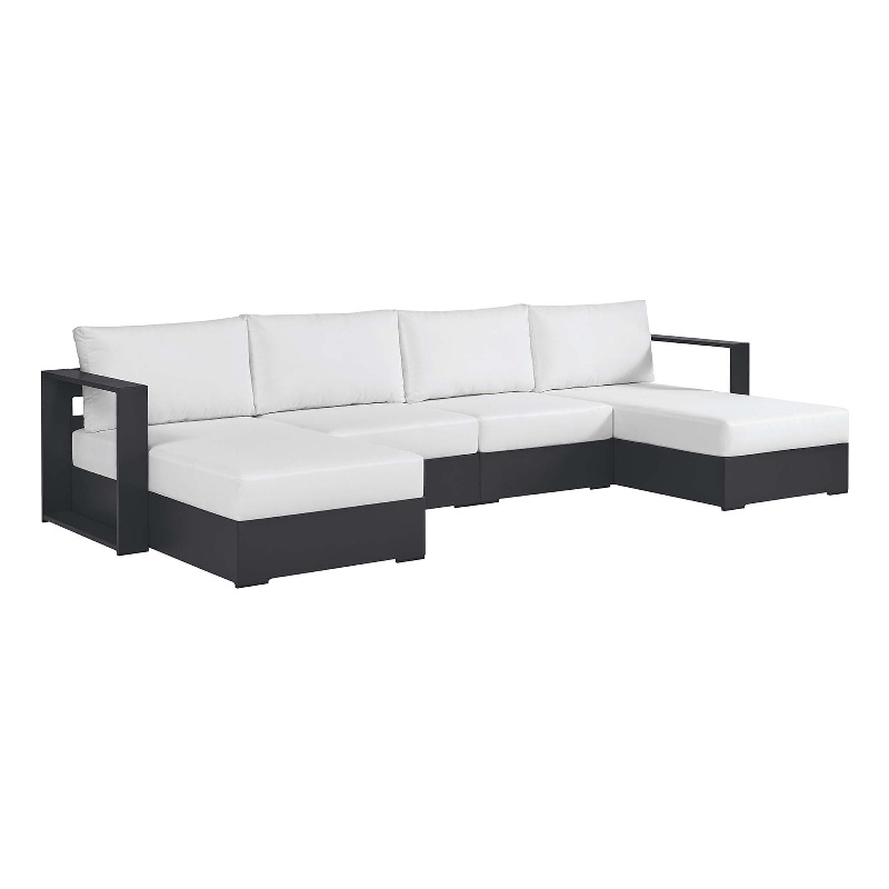 Tahoe 4-Piece Sectional Sofa Set in Gray White