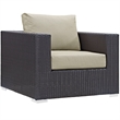 Modway Gather 7-Piece Synthetic Rattan Weave Sectional Set in Espresso/Beige