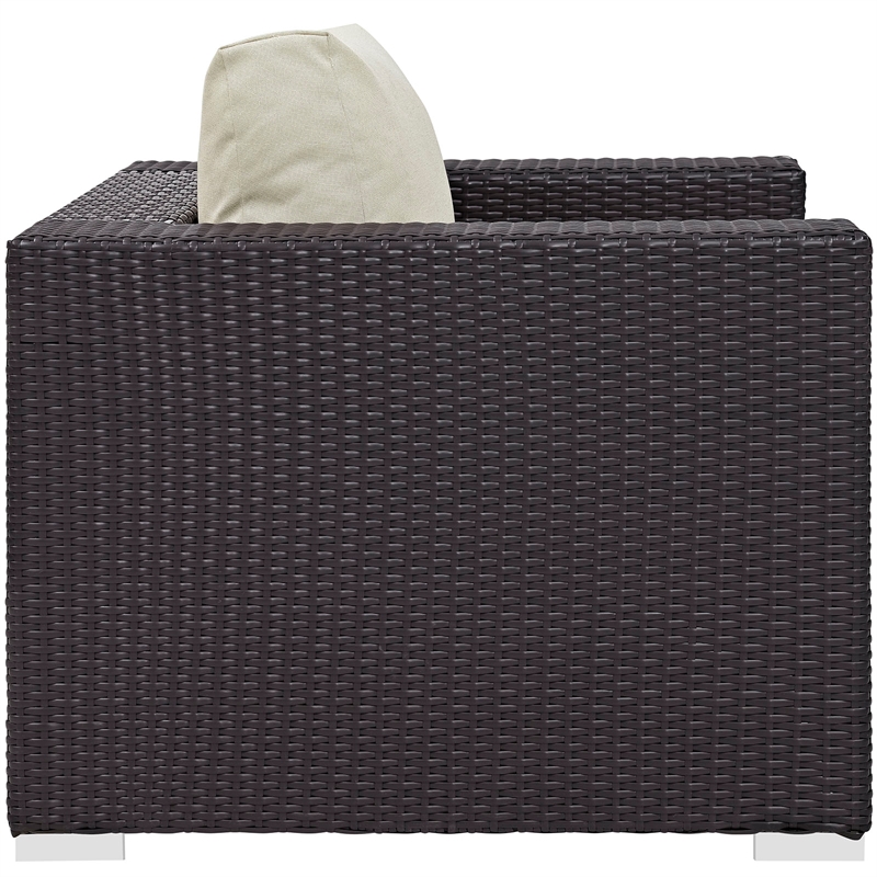 Modway Gather 7-Piece Synthetic Rattan Weave Sectional Set in Espresso/Beige