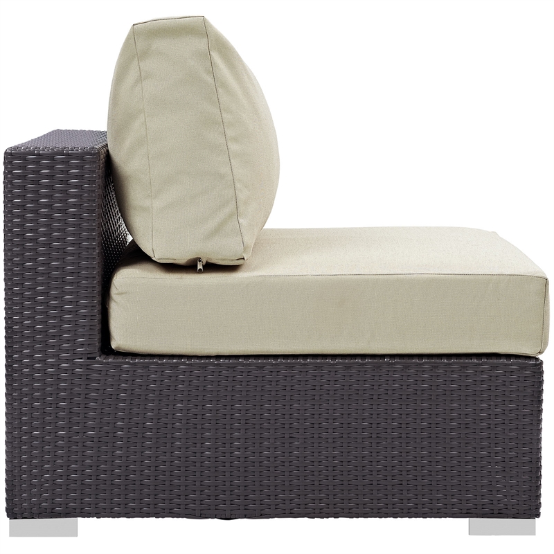 Modway Gather 7-Piece Synthetic Rattan Weave Sectional Set in Espresso/Beige