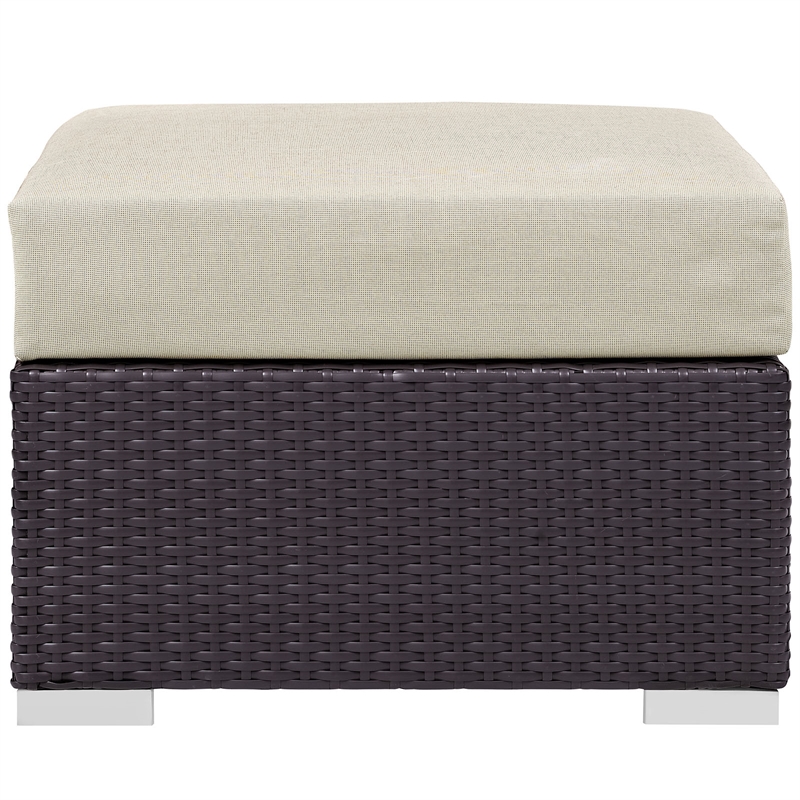 Modway Gather 7-Piece Synthetic Rattan Weave Sectional Set in Espresso/Beige