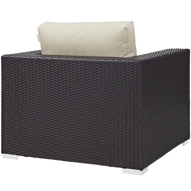 Modway Gather 7-Piece Synthetic Rattan Weave Sectional Set in Espresso/Beige