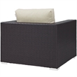 Modway Gather 7-Piece Synthetic Rattan Weave Sectional Set in Espresso/Beige