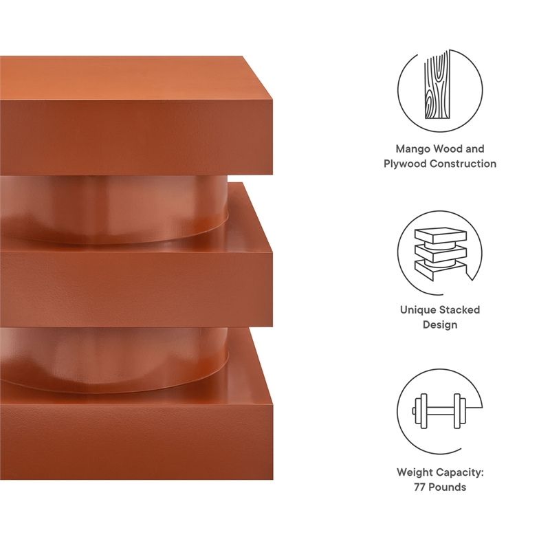 Modway Perpetuate Mango Wood End Table in Cayenne