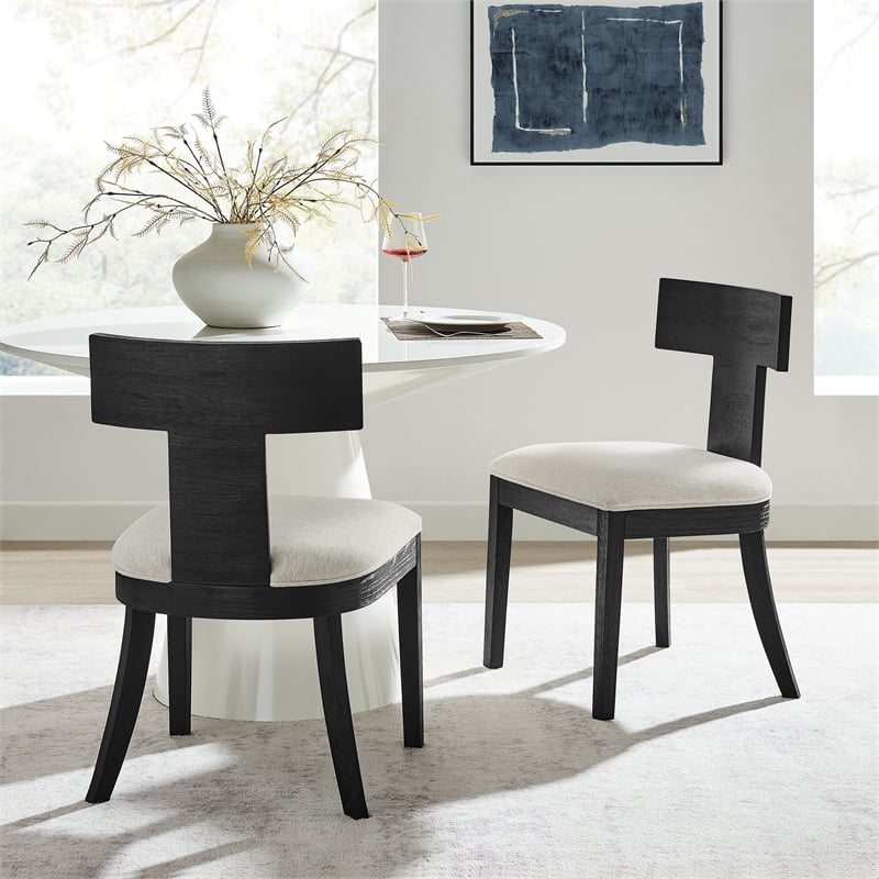 Peregrine Dining Chairs Set of 2 in Black Heathered Weave Ivory