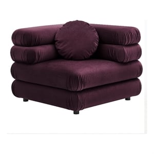 Modway Jubilee Performance Velvet Modular Corner Chair in Mulberry