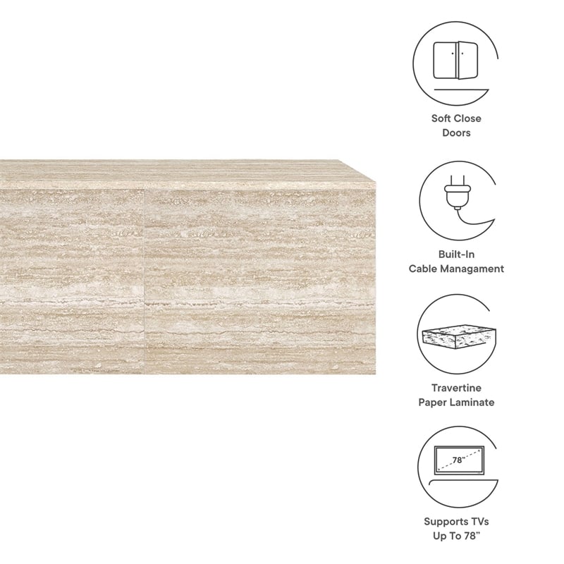 terra tv stand in travertine