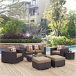 Modway Convene 8-Piece Outdoor Patio Sectional Set in Espresso/Mocha