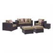 Modway Convene 8-Piece Outdoor Patio Sectional Set in Espresso/Mocha