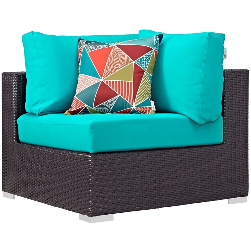 Modway Convene 8 Piece Sectional Set in Espresso Turquoise
