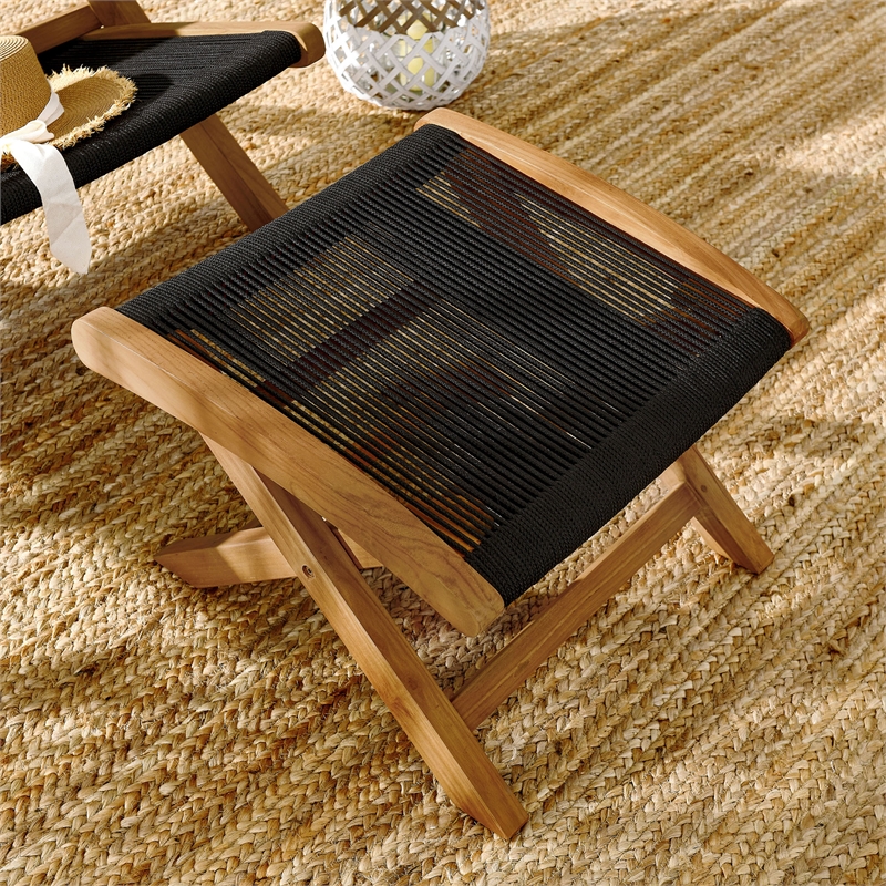 Vienna Folding Ottoman in Natural Black