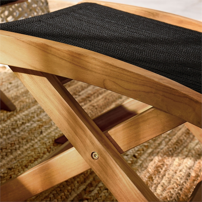 Vienna Folding Ottoman in Natural Black