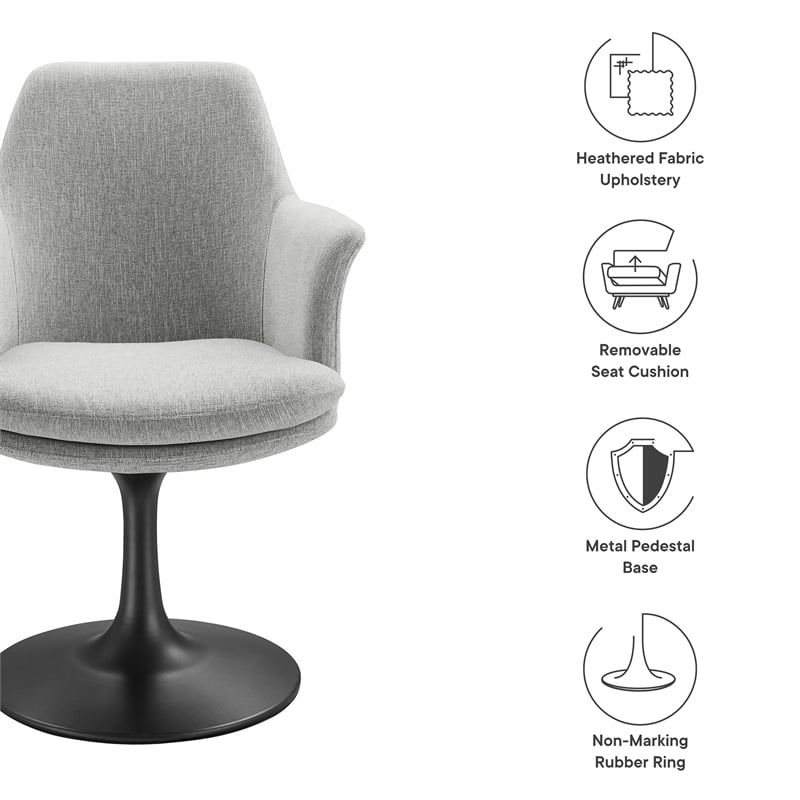 Lippa Swivel Dining Armchair in Black Light Gray