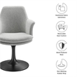 Lippa Swivel Dining Armchair in Black Light Gray