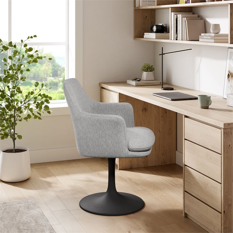 Lippa Swivel Dining Armchair in Black Light Gray