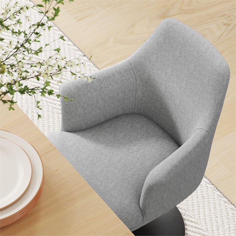Lippa Swivel Dining Armchair in Black Light Gray