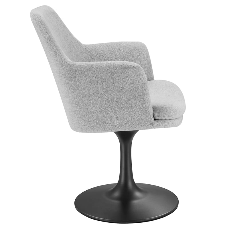 Lippa Swivel Dining Armchair in Black Light Gray