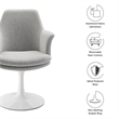 Lippa Swivel Dining Armchair in White Light Gray