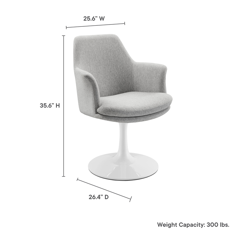 Lippa Swivel Dining Armchair in White Light Gray