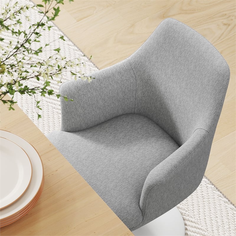 Lippa Swivel Dining Armchair in White Light Gray