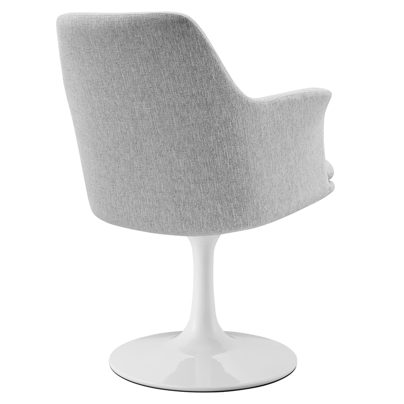 Lippa Swivel Dining Armchair in White Light Gray
