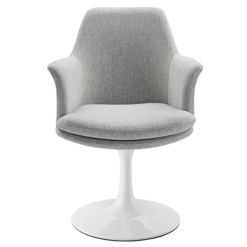 Lippa Swivel Dining Armchair in White Light Gray