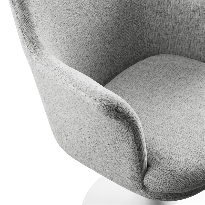 Lippa Swivel Dining Armchair in White Light Gray